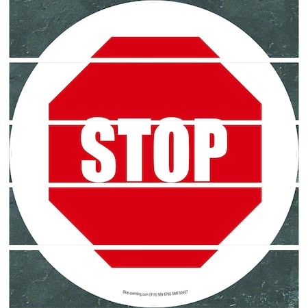 Superior Mark Floor Sign, Superior Mark, Stop Floor Sign 17.5in White Circle-Border SMFS0457